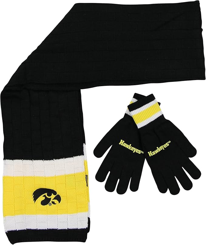 Littlearth NCAA Iowa Hawkeyes Scarf & Gloves Gift Set