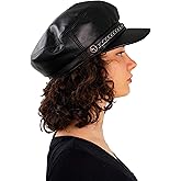 Womens Newsboy Cap Leather Bakerboy Hat Visor Beret Paperboy Bakerboy Fisherman Style Fiddler Cabbie Captain Sailor Hat Black