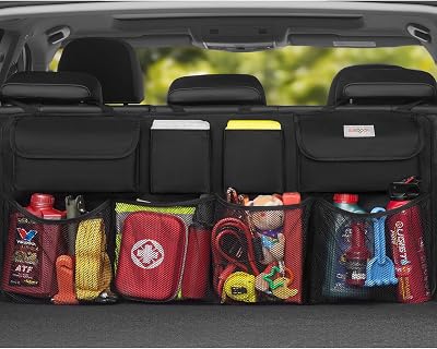 SURDOCA Car Boot Organiser 3rd Gen 7x Capacity, 600D Oxford, 4 Magic Sticks