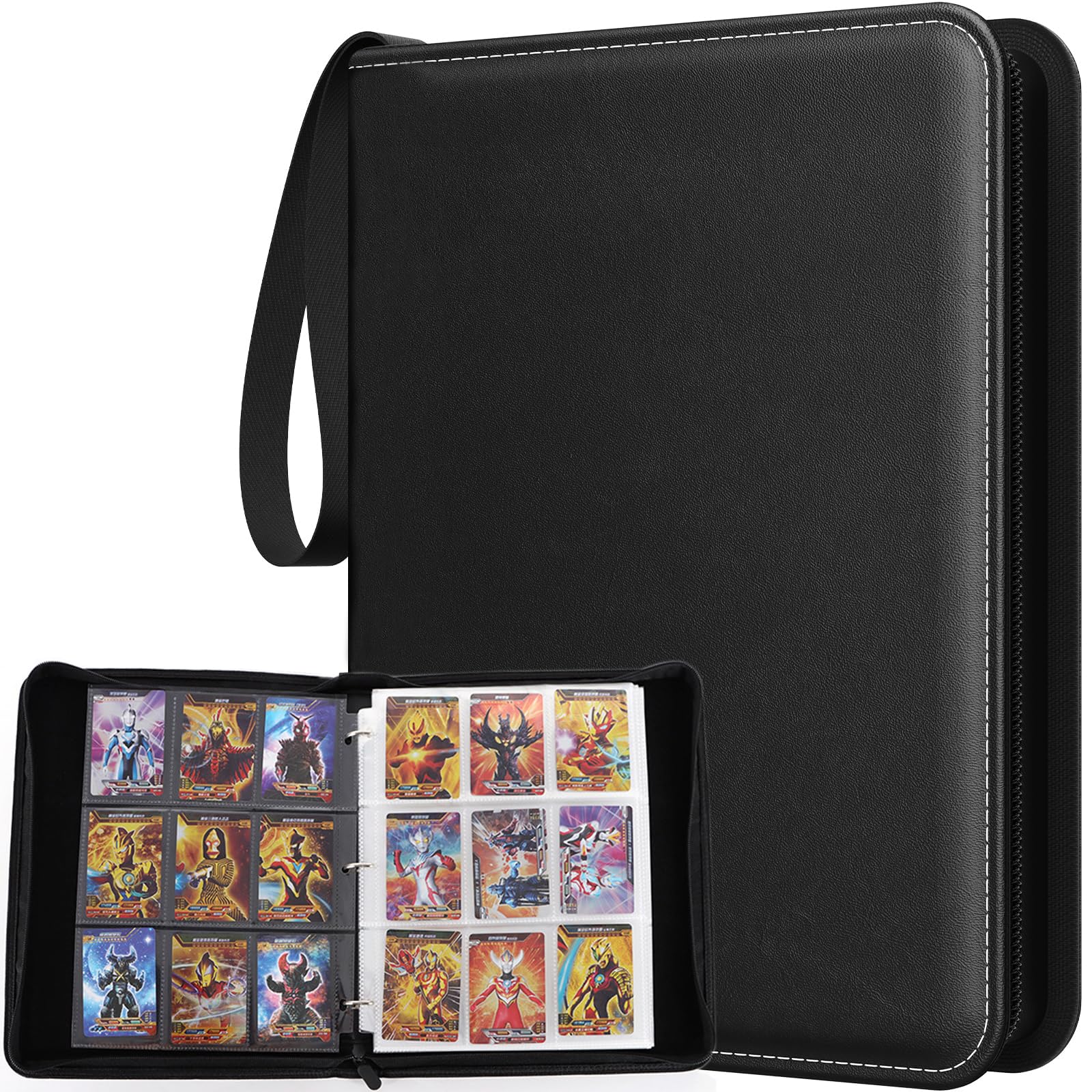 Card Binder 9-Pocket, 1080 Pockets Trading Card Album with 60 Removable Sleeves, Waterproof Card Collection Folder, Zipper Card Folder Card Holder for MTG, TCG, Sports & Game Cards