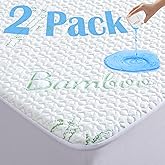 GOONIK 2 Pack Twin Size Mattress Protector, Breathable Bamboo Viscose Waterproof Twin Mattress Pad Cover with 6-16 inches Dee
