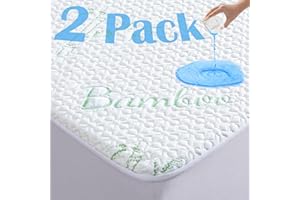 GOONIK 2 Pack Twin Size Mattress Protector, Breathable Bamboo Viscose Waterproof Twin Mattress Pad Cover with 6-16 inches Deep Pocket
