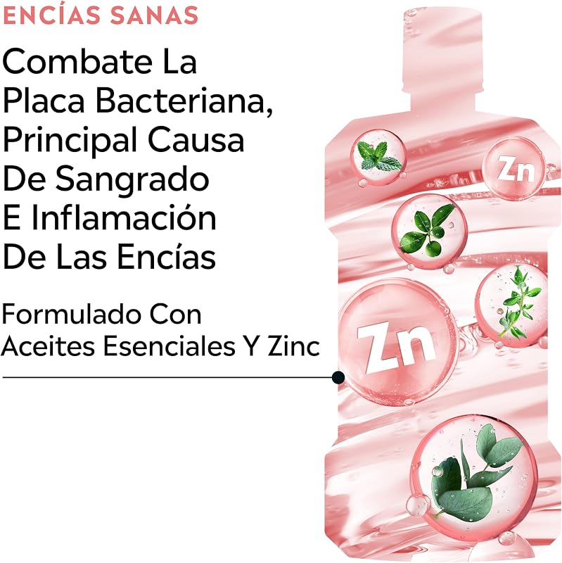 Clinical Solutions Encías Sabor Suave (1x500 ml), enjuague bucal con flúor que protege las encías, enjuague bucal sin alcohol sabor Menta Suave, colutorio encías con 60% más de zinc — foto 6 de 7