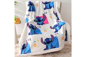 Yemnut Kids Stitch Blanket Cartoon Animal Throw Blanket, Sherpa Fleece Cute Soft Cozy Blanket, Travel & Camping Blanket, for Girls Boys Toddlers & Baby 50"x60" (Stitch, Throw(50''×60''))