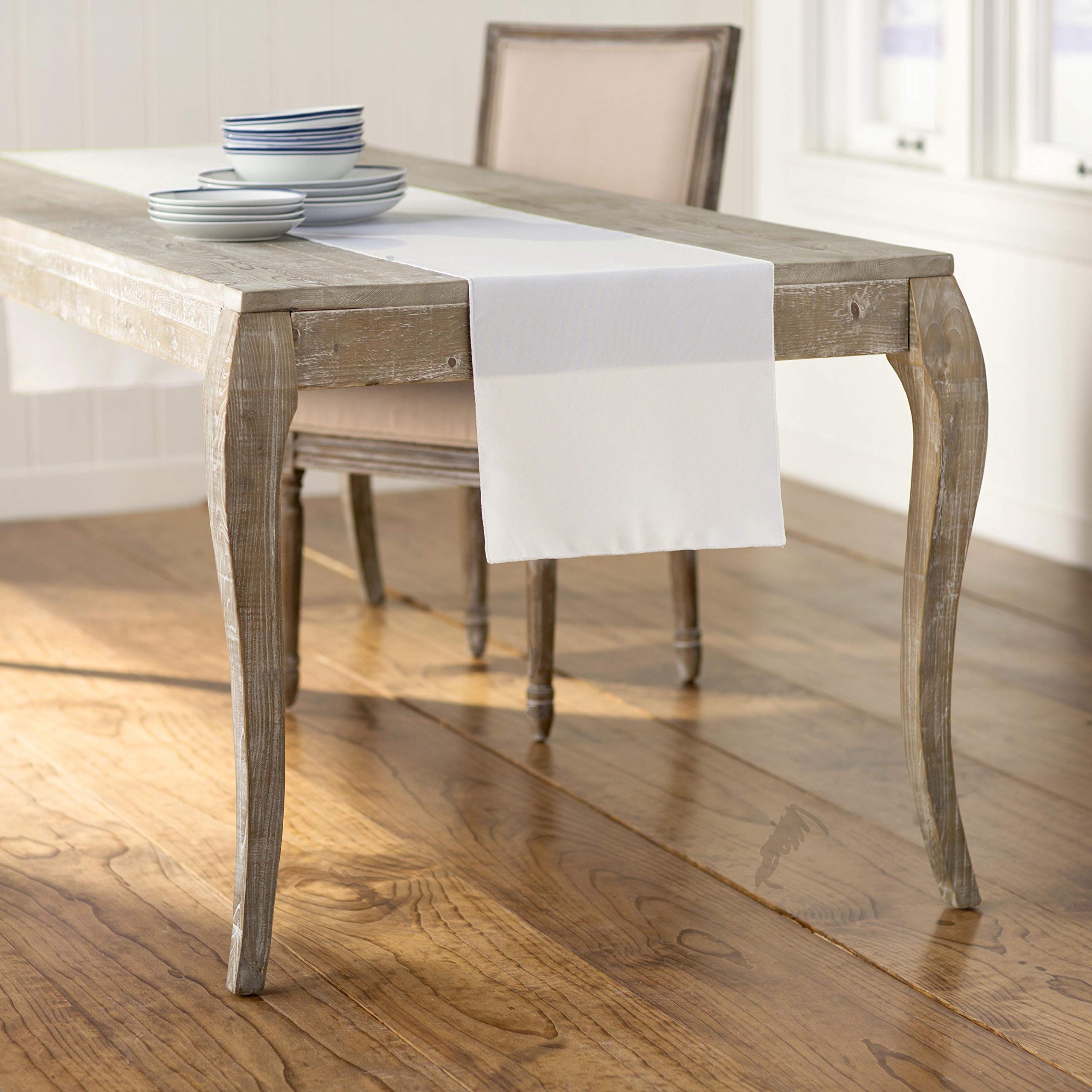 LA Linen Polyester Poplin Table Runner, 14 by 108-Inch, Ivory