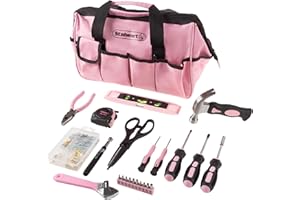 Stalwart 75-HT4095 Tool Kit - 123 Pink Heat-Treatedpiece with Carrying Bag - Essential Steel Hand Tool & Repair Set for Apart