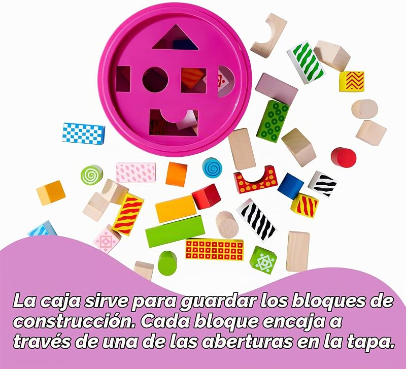 Tambor con 50 Bloques de Madera de Colores (Eichhorn 2226)