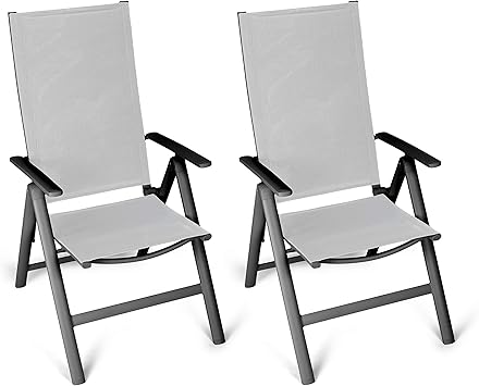 Amazon De Vanage Alu Gartenstuhl In Grau Klappstuhl Im 2er Set Hochlehner Klappsessel Gartenmobel Stuhl Fur Garten Terrasse Und Balkon Geeignet