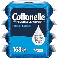 Cottonelle Fresh Care Flushable Wet Wipes, Adult Wet Wipes, 4 Flip-Top Packs, 42 Wipes per Pack (168 Total Flushable Wipes)