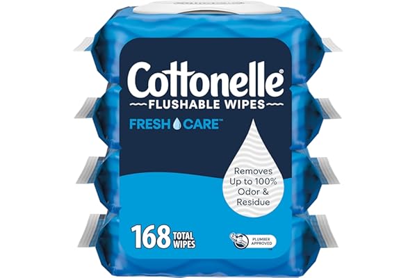 Cottonelle Fresh Care Flushable Wet Wipes, Adult Wet Wipes, 4 Flip-Top Packs, 42 Wipes per Pack (168 Total Flushable Wipes) |