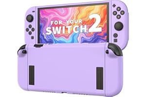 JEMDO Textured Grip Protective Case Compatible with Nintendo Switch 2 (2025) Only – Purple Matte Shockproof TPU Shell with Anti-Slip Handles, Ergonomic & Comfort Slim Back Cover