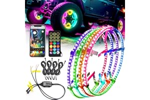Tavaray 4PCS 15.5" Double Sided RGB LED Wheel Ring Lights with APP & Remote Control, 178+DIY Dynamic Modes w/Turn Signal Braking and Reverse Function Wheel Lights for Trucks Pickups Cars Offroad