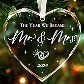 Wedding Gift for Couples 2026 Bridal Shower Gift for Married Newlywed | Mr and Mrs Gift for Newlywed, Future Mr Mrs - Just Married Party Decoration Christmas Glass Ornament - Wedding Registry Ideas