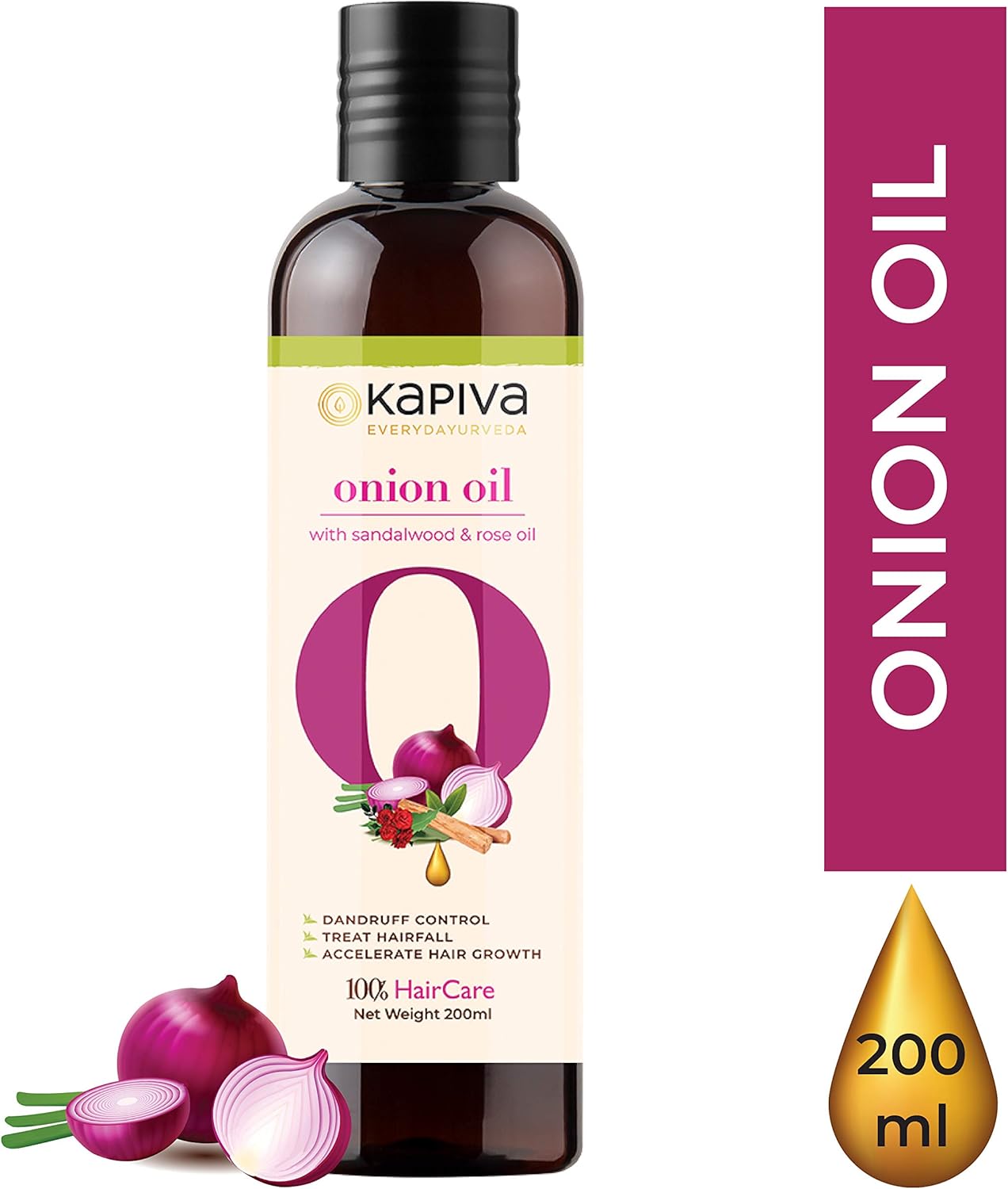 Kapiva Onion Oil, 200 ML With 14 Essential Oils Hairfall Treatment