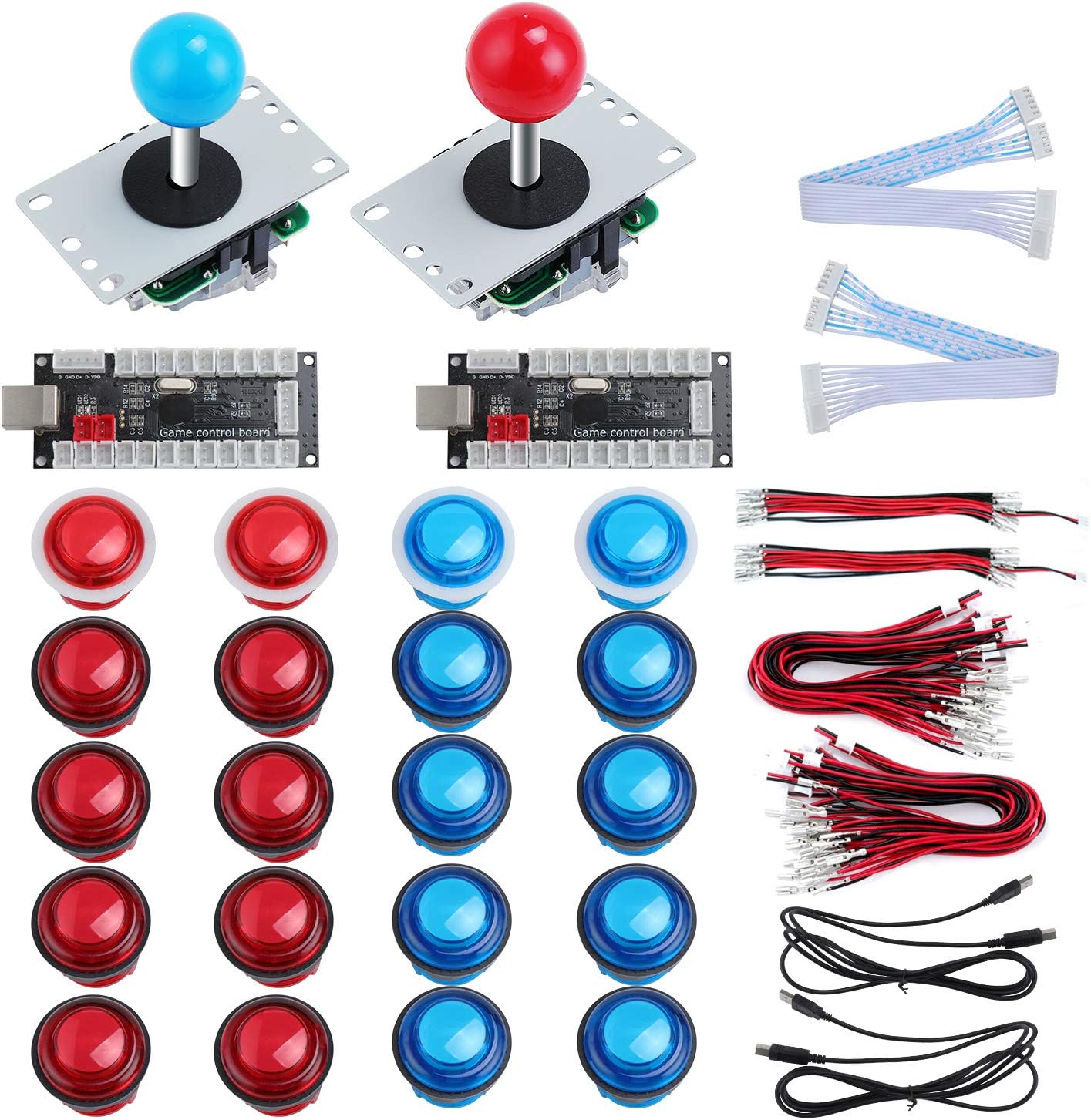 KEESIN 2 Player led Arcade Buttons and joysticks DIY kit, 2x USB