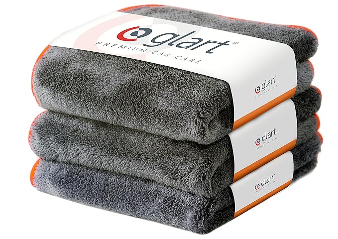 Glart Premium Flausch 3er Set aus ultraweichen Microfasern, anthrazit mit oranger Kante, 40 x 40 cm, 443TPO