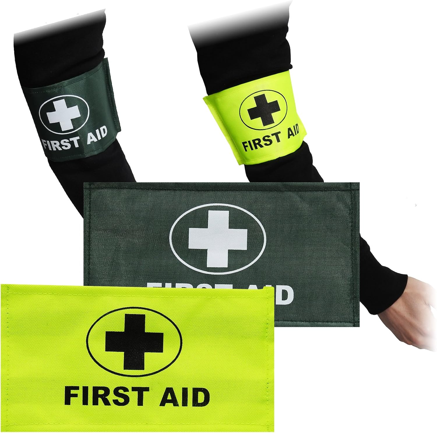 Triple Pack Yellow First Aider Aid ID Identification Armband Badge Sleeve, 3 Count (Pack of 1) - Image 5