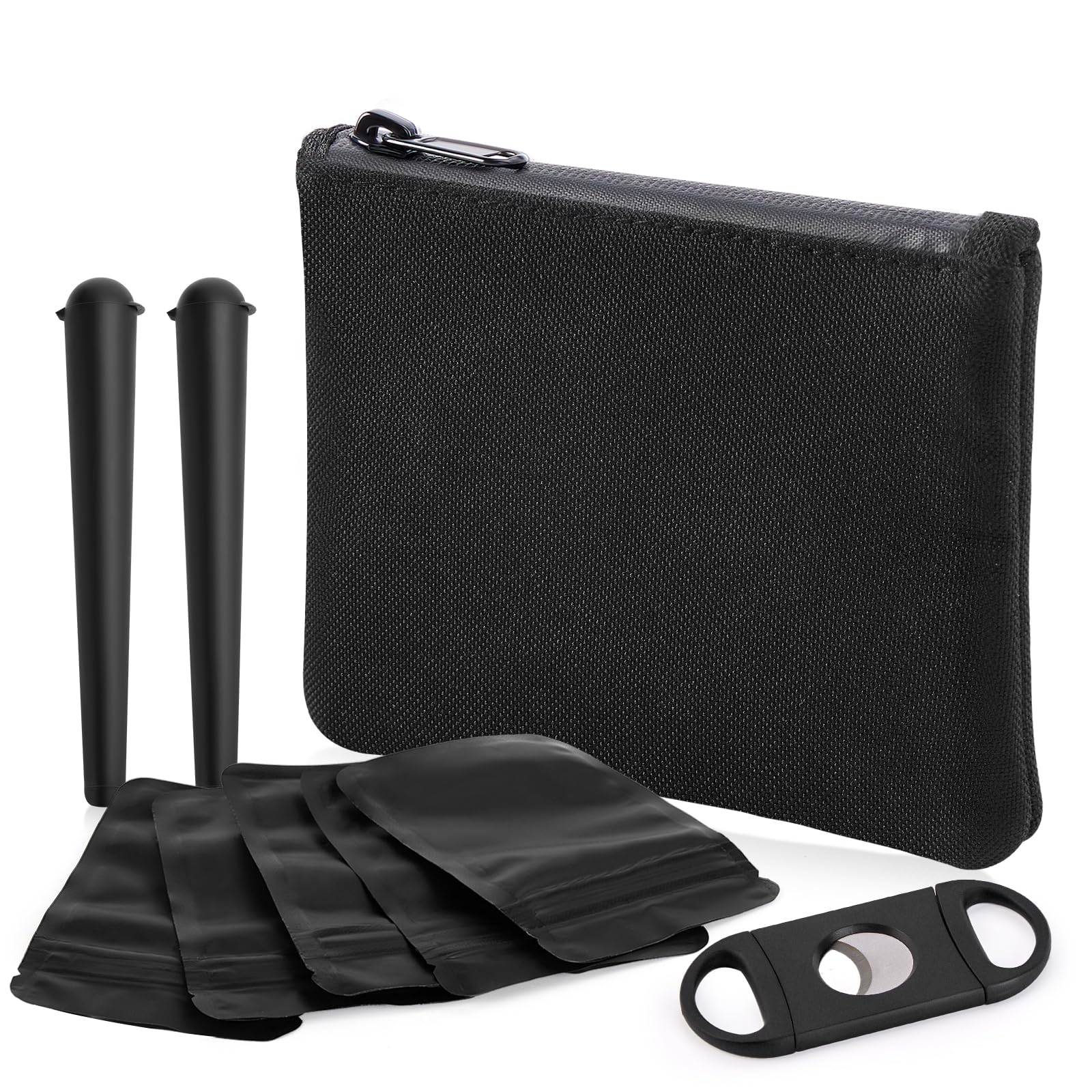 Pocket Smell Proof Bag & Doob Tubes - Smell Proof Container + 2 Joint Holders + 5 Smell Proof Mylar Baggies & More Accessories (6"x4")