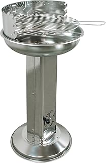 indoba IND-70531-SGCE Säulengrill"Cena" - Edelstahl - Holzkohle Gartengrill, chrom, Durchmesser 43 cm, 15 cm x 15 cm