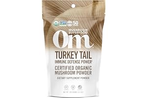 Om Mushroom Superfood Turkey Tail Organic Mushroom Powder, 3.5 Ounce, 50 Servings, Immune Support, Polysacchrides, Beta-Glucans, Gut Health & Holistic Defense Mushroom Supplement