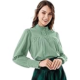 Scarlet Darkness Gothic Victorian Blouse Tops for Women 2026 Cotton Long Sleeve Renaissance Shirt Light Green S