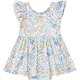 pureborn Baby GIrls Viscose from Bamboo Bodysuit Dress Ruffle Sleeve Romper Twirl Skirt Playwear Dresses 0-24M