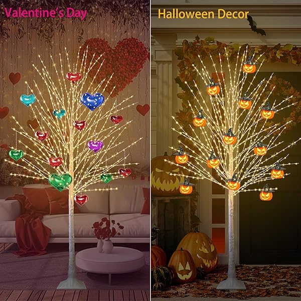 6FT LIGHTED BIRCH TREE, BIRCH TREE WITH 880 LED LIGHTS, 8 TWINKLING MODES AND TIMER, DIMMABLE, TWINKLE CHRISTMAS TREE FOR INDOOR OUTDOOR HOME PARTY GARDEN WEDDING DECORATIONS