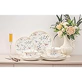 FHGNYSM Bone China Plates and Bowels,12-Pieces Dinnerware Sets, Highly Chip and Crack Resistant, Dishwasher & Microwave Safe Dishes Set, Dense and Translucence