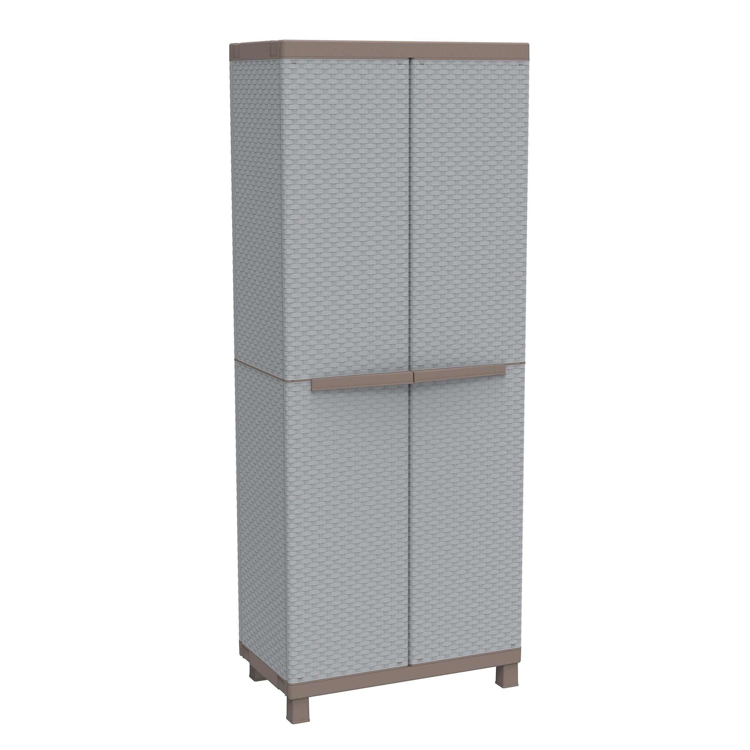 Terry, C-Rattan 3680, 2 Door Closet with Vertical Divider and 3 Shelves - 68x39x170 cm