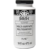 FolkArt Multi-Surface Satin Acrylic Paint in Assorted Colors, 16 oz, Titanium White 16 Fl Oz