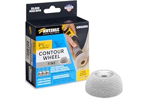 Kutzall Original Contour Wheel, 2-1⁄2" (63.5mm) Dia. X 3⁄8" (9.5mm) Bore, Medium - Woodworking Die Grinder Attachment for Ingersoll, Milwaukee, DeWalt, Bosch. Abrasive Tungsten Carbide, CW212O230