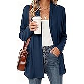 GOXNOCT Women's Long Sleeve Lightweight Cardigan Sweaters with Pockets Casual Loose Fit Open Front Jacket Coat