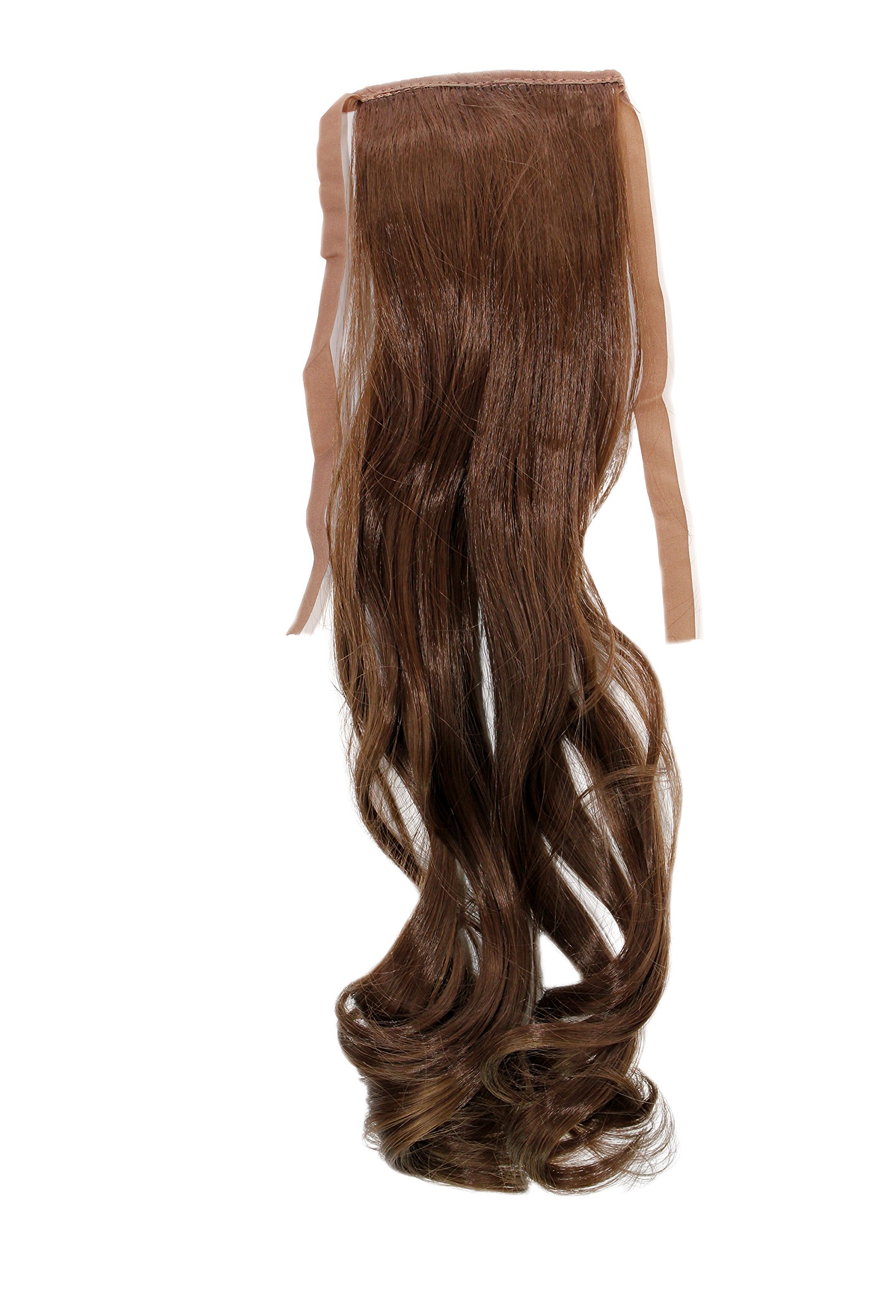 WIG ME UP - YZF-TC18-8 Hairpiece Pontail Pigtail extension slim light wavy comb and ribbon medium brown