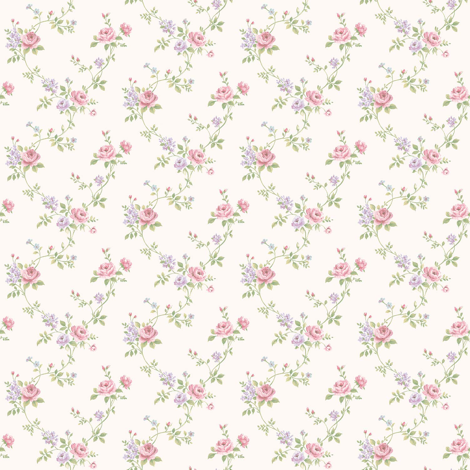 Galerie G67896 Miniatures 2 Rose Trail Design Wallpaper, Pink/White, 10m x 53cm