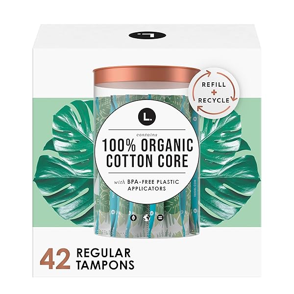 L. COTTON TAMPONS REGULAR ABSORBENCY, CONTAINS AN ORGANIC COTTON CORE, MADE WITHOUT SYNTHETIC PESTICIDES, OR FRAGRANCES 84 COUNT (2 PACKS OF 42)
