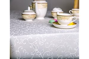 Turkish Round Tablecloth Polyester Table Cover - Stain Resistant Washes Easily Non Iron - Great for Thanksgiving or Christmas