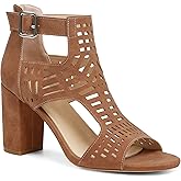 LinnOaks Heeled Sandals For Women 2025 Chunky Open Toe Bohemian Cutout Block Heel Summer Dressy Sandals