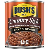 Bush's Best Country Style Baked Beans, 8.3 oz | Canned Beans, Thick and Rich with Bacon and Extra Brown Sugar, Source of Plant Based Protein and Fiber, Gluten Free