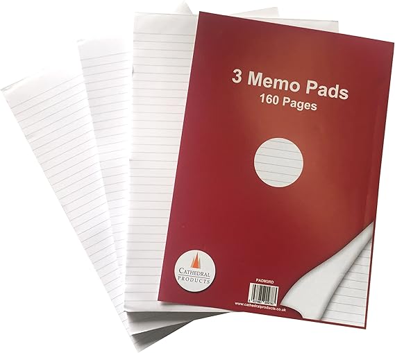 3 x A4 Memo Note Pads 160 Pages 8mm Ruled Top Bound Amazon.co.uk