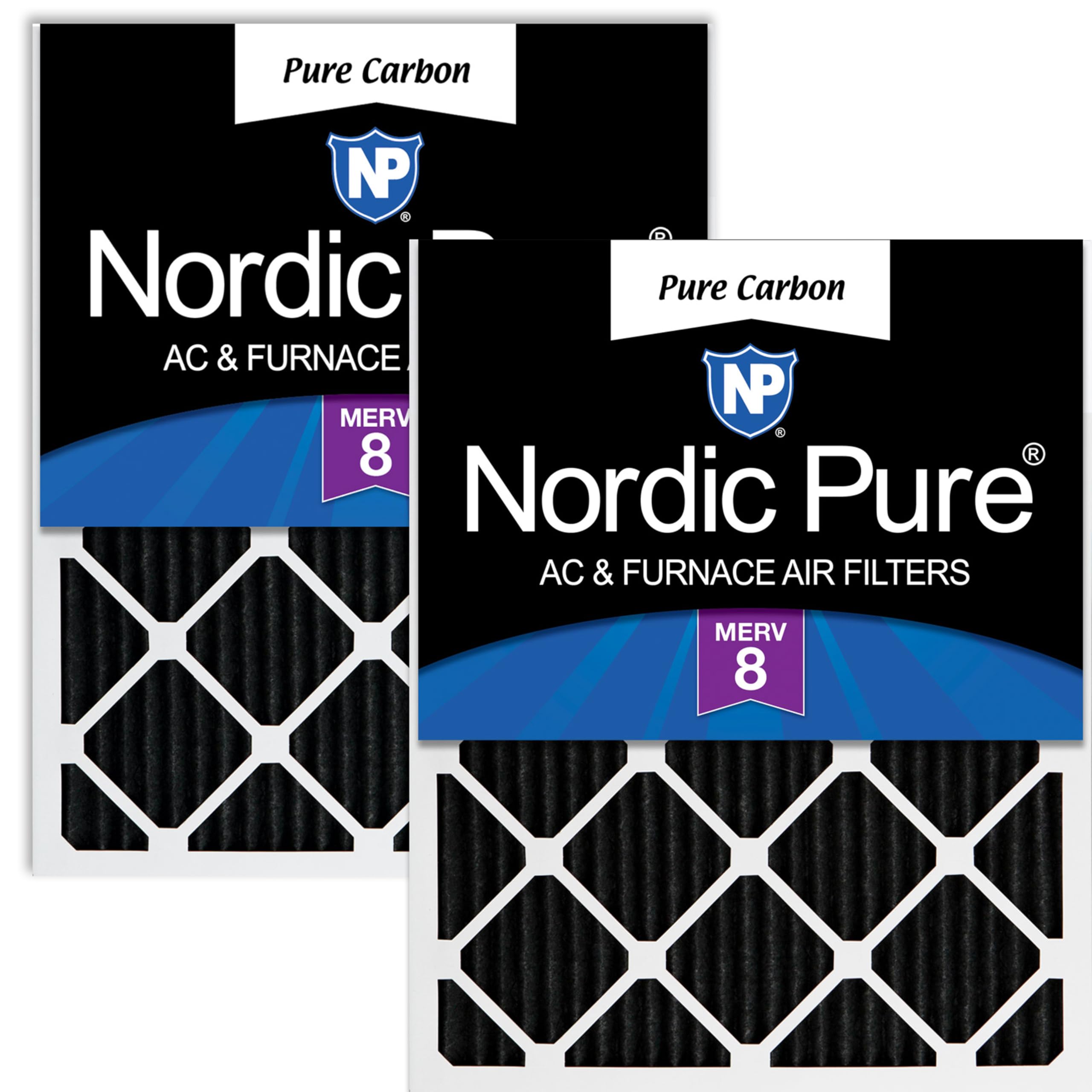 Nordic Pure 12x12x1 (Actual Size: 11 3/4 x 11 3/4 x 3/4) Pure Carbon Pleated Odor Reduction Furnace Air Filters 2 Pack Image