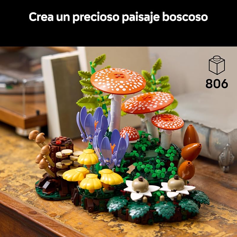 Botanicals Forest Mushrooms – Kit de Construção com Plantas Artificiais: Cogumelos Vermelhos e Flores Artificiais – Decoração para Sala e Quarto – Presente de Artesanato para Adultos – 11505