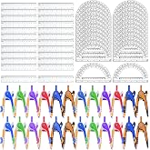 Zealor 72 Pack Math Compass &amp; Protractor Geometry Math Plastic Ruler Set | Drawing Compass with Pencils 6 Inch Plastic Protractor for Geometry Bulk for Office Woodworking Art Drawing