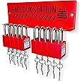 TRADESAFE Lockout Tagout Locks Station - Loto Station for Safety Lockout Padlocks, Loto Locks Rack, Includes 10 Lockout Locks Keyed Different - 2 Keys per Safety Lockout Lock