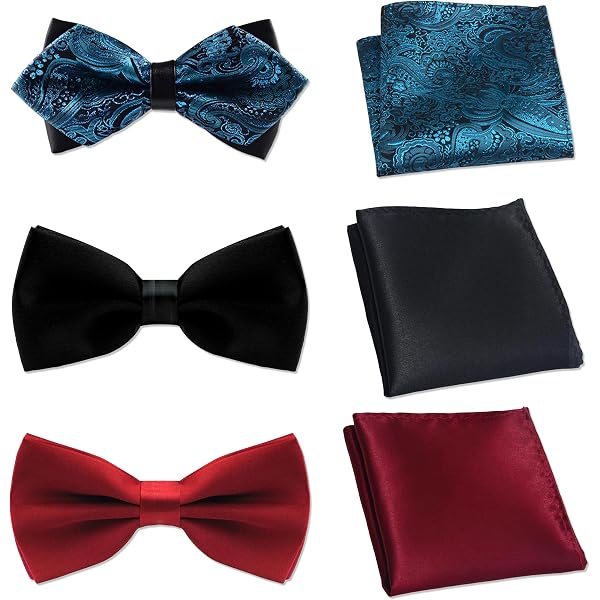 Nœud Papillon Pré-noué Gjinxi - Lot De 2 Avec Carrés De Poche - Mariage Et Cérémonie