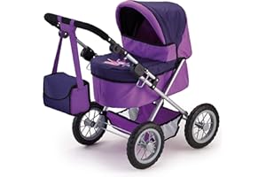 Bayer Designs: Doll Pram for Dolls up to 18", Stroller for Doll, Easily Foldable for Transporation, Adjustable Handle, Bag In