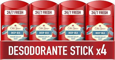 Pack x4 old spice deep sea desodorante em stick masculino, 50 ml