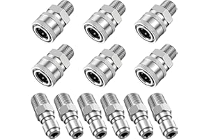 FENG PAI 12Pcs NPT 3/8 Inch Pressure Washer Adapter Set, 12 Sets Stainless Steel External Male and Female Quick Connector Kit, Pressure Washer External Female and Male Thread Fitting
