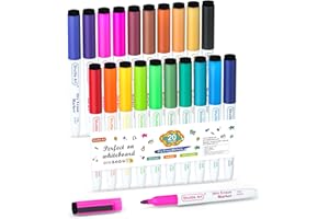 Shuttle Art Magnetic Whiteboard Markers, 20 Pieces Fine Tip and Eraser, Dry Erase Whiteboard Markers, for Writing on Whiteboa