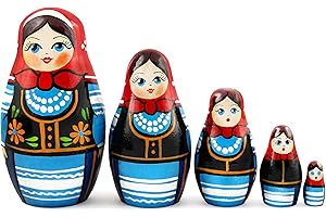 MATRYOSHKA&HANDICRAFT Matryoshka Matrioska Babuska Russian Nesting Wooden Doll Polish National Costume 5 Pcs Stacking Hand Painting Beautiful Nested Great Craft Matreshka
