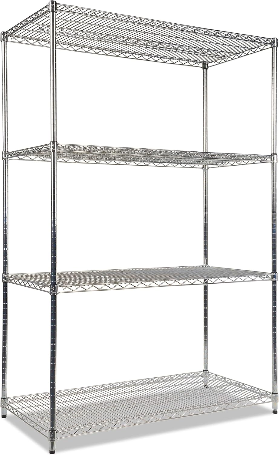 Alera ALESW504824SR Industrial Heavy-Duty Wire Shelving Starter Kit, 4-Shelf, 48w x 24d x 72h, Silver